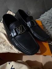 Louis Vuitton Black Leather Loafers Mens LV H...
