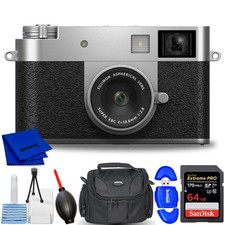 FUJIFILM X half Digital Camera Silver 16954095 - 7PC Accessory Bundle