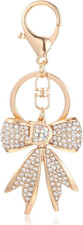 Gold Bow Keychain Rhinestone Bag Charms for Handbags Shiny Purse Charms Cute Key