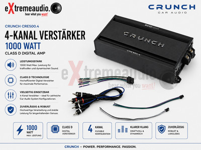 Crunch CRE500.4 Class D Digital 4 Channel Amplifier with 1000 Watts Max