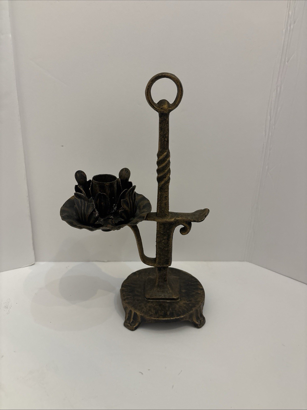Antique  1920s Metal Candle Holder -Heavy