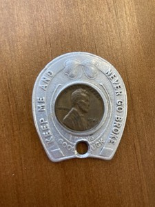 Vintage Good Luck 1949 Wheat Penny Encased Souvenir Never Go Broke Advertising