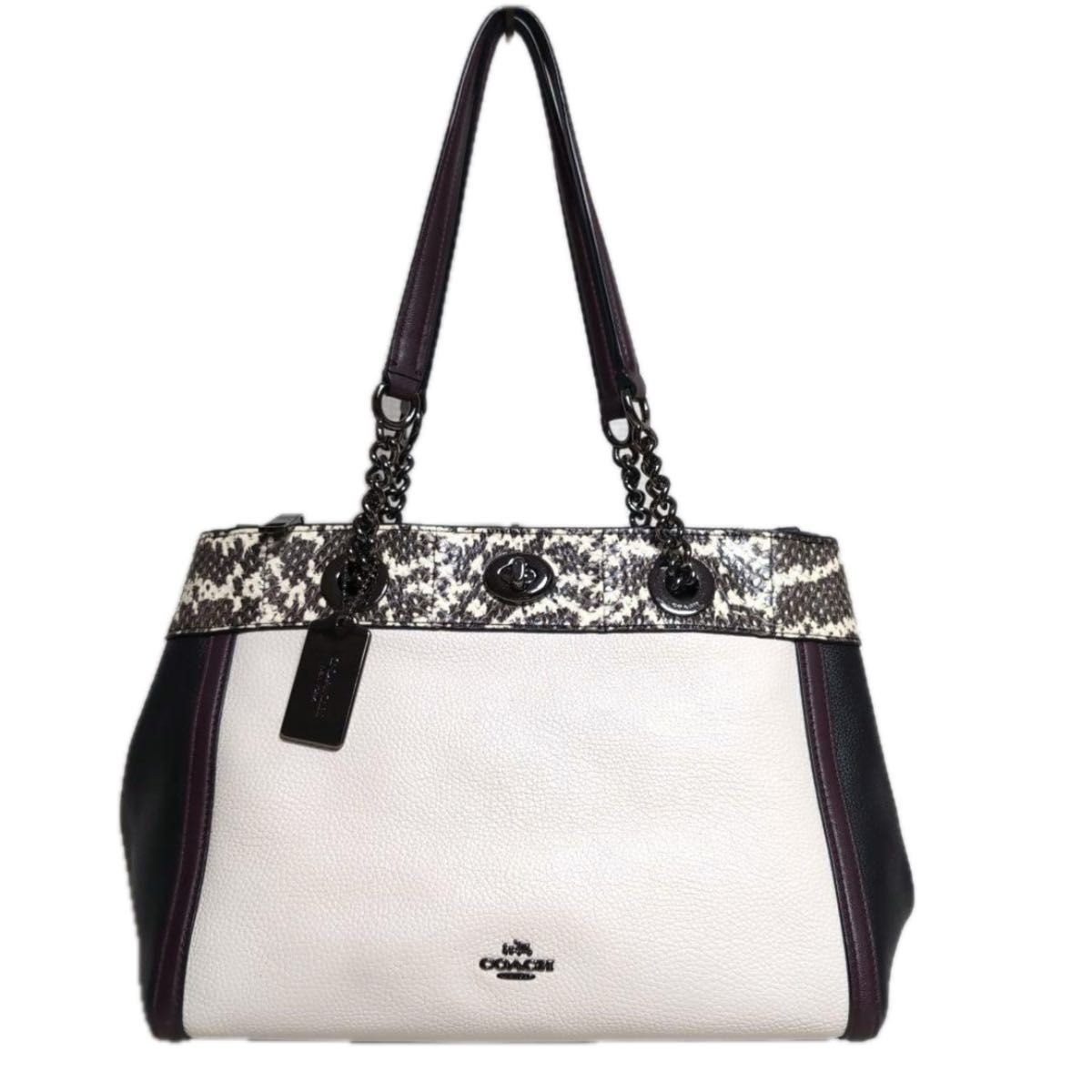 COACH Tote Bag Handbag Multicolor Python Pattern … - image 2