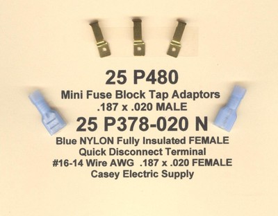 25 SETS Mini Fuse ATM Tap Adapter Automotive & Female #16-14 Wire .187 x 020 USA
