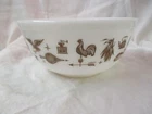 Vintage Bowl Pyrex brown & white Americana # 403  2 1/2 Qt