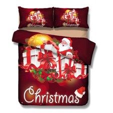 Set copripiumino modello regalo Babbo Natale 3D set biancheria da letto feder...