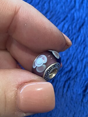 Authentic Pandora Purple Flower Murano Glass Charm #790643
