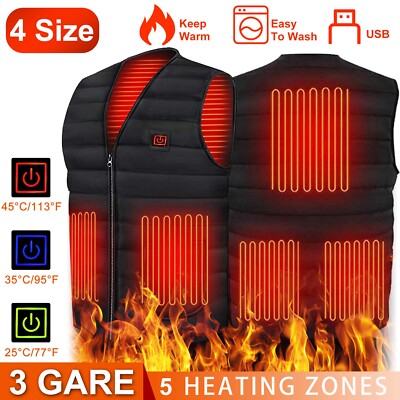 Heated Vest 5 / 9 Heating Zones With 20000mAh Battery Pack Electric Heating Vest