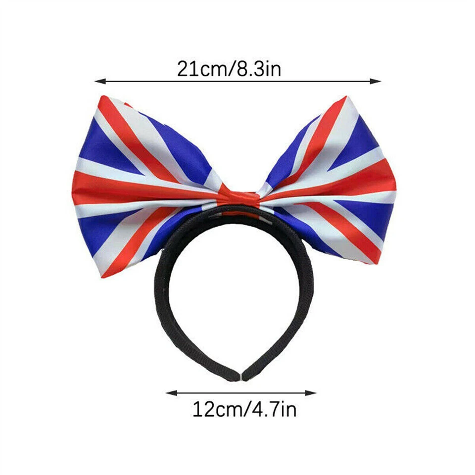 Unisex Queens Platinum Flag Headband 70Years Anniversary British Flag Bowknot - Image 3 of 4