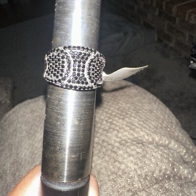 JTV Sterling silver Round black Spinel cluster Ring SP Size 6 .27CTW ESTATE