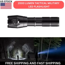 New High Intensity Military Flashlight Super Bright LED 2000 Lumens 10000 Lux