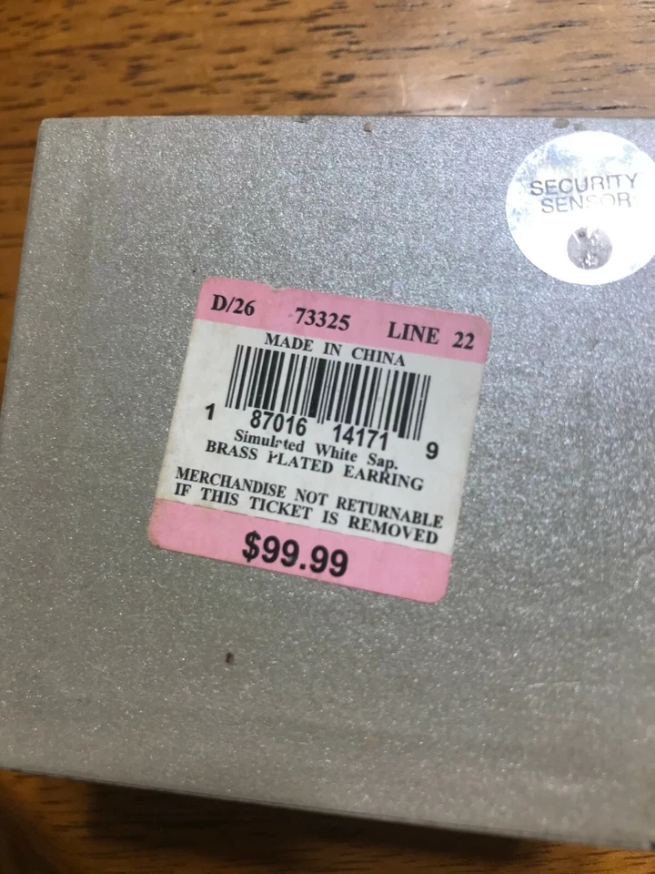 New Grand Luxe Simulated White Sapphire Brass Plated Earring - Image 2 of 2