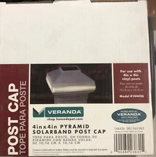 Veranda 4 in. x 4 in. White Vinyl Solar-Powered Pyramid Fence Post Cap