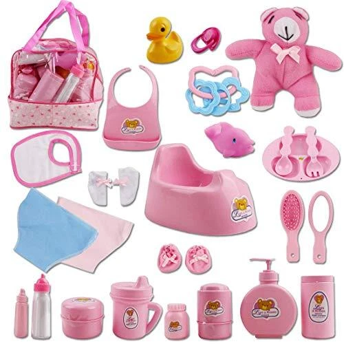 deAO Baby Doll Accessories Set 40PCS Pretend Play Role Play Games