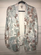 Chicos Size 1 Medium Blazer Floral Paisley 100 Cotton Lined