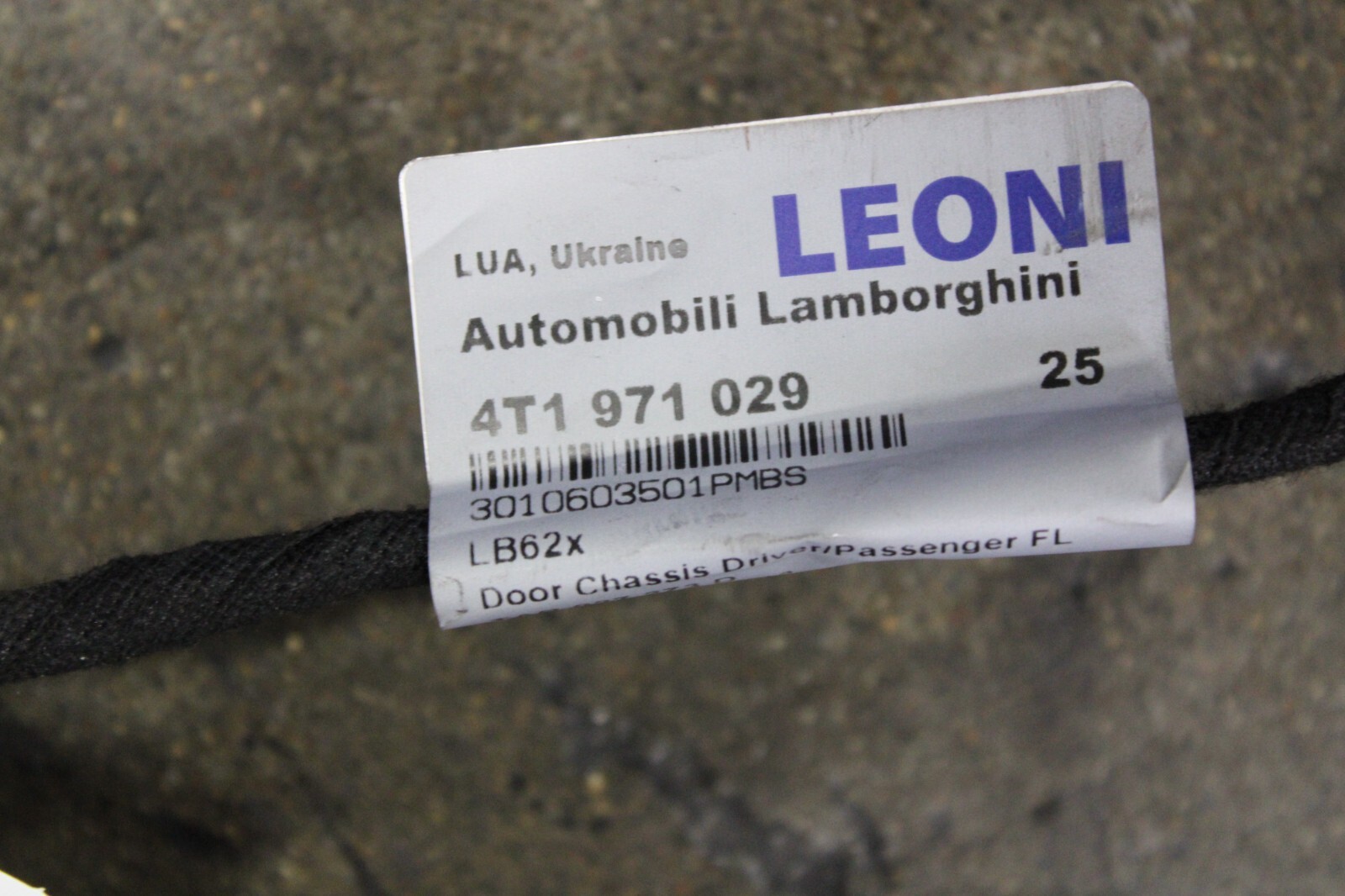 Lamborghini Huracan, LP580, LP610, LH, Door Wire Harness, Used, P/N 4T1971029