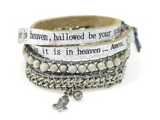 4031300 Lords Prayer Our Father Leather Wrap Bracelet Scripture Christian Jew...