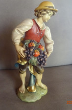 Holzfigur Junge mit Obstkorb Südtirol 30 cm holz geschnitzt bemalt
