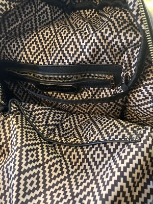 Madison West Black Vegan Leather Backpack W/ Basket Weave 