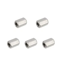 Hex Coupling Nuts M6 x 1-Pitch UNC 10mm/0.39" Length 5 Pack 304 Stainless Ste...