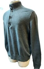 Banana Republic Men  s Gray 1/4 Zip Collared Cotton Pullover Sweater Size Large