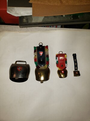 Vintage Luzern Swiss Decorative Cow Bells Set Of 4 Collectible 