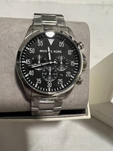 Michael Kors Mens Gage Silver Tone 