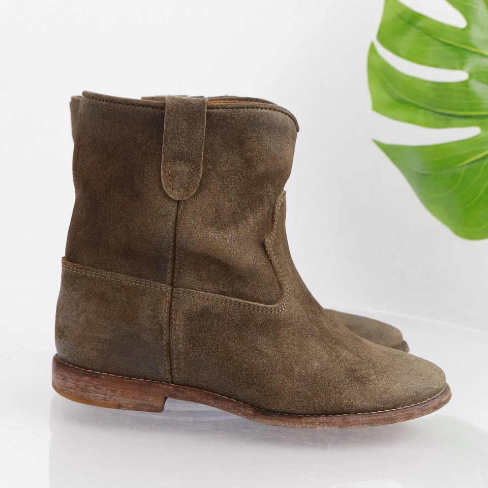 Женские сапоги Isabel Marant Crisi размер 37 7 оливковая замша скрытые на танкетке вестерн - Изображение 3 из 4