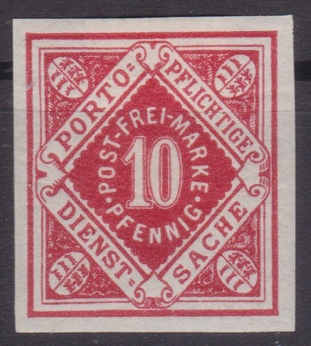 == In Württemberg Service Mi. 102b Test Print, Kat. ==