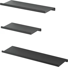 Black Floating Shelves, Metal Wall Shelves Set of 3 for Bedroom, Living Room, Ba