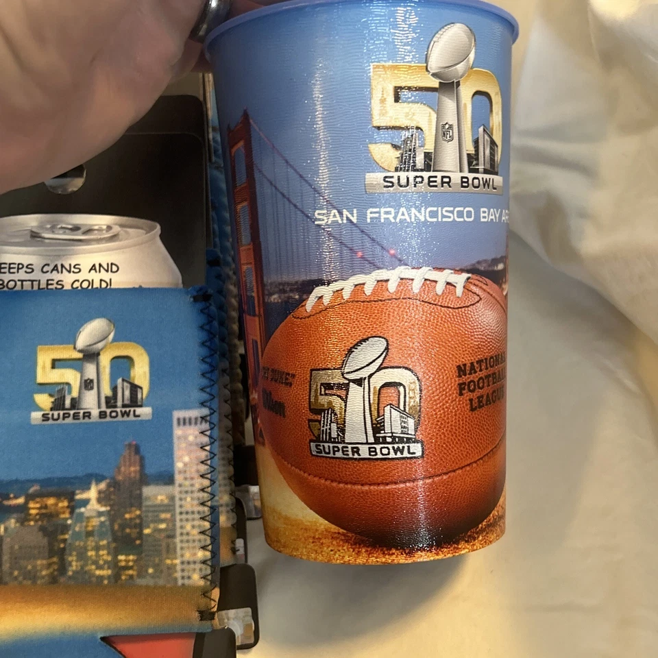 SUPERBOWL 50 SAN FRANCISCO BAY AREA (24) CAN CADDY KOLDER SOPORTES Con Dos Tazas Foto 4 de 4