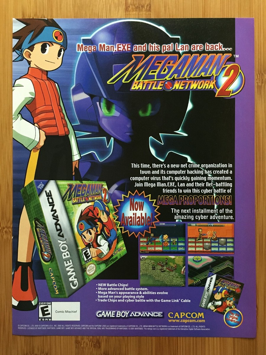 2002-mega-man-battle-network-2-gba-promo-print-ad-poster-official-authentic-art-ebay