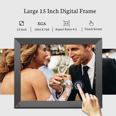 BSIMB 15'' Digital Picture Frame 16GB BS-W15E Black Wi-Fi Touchscreen
