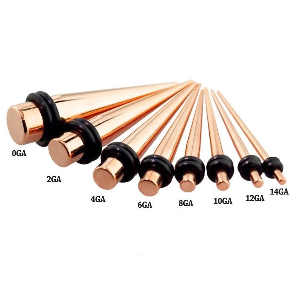 PAIR Tapers Solid Rose Gold Plate 03mm 8 Gauge Body Jewelry eBay