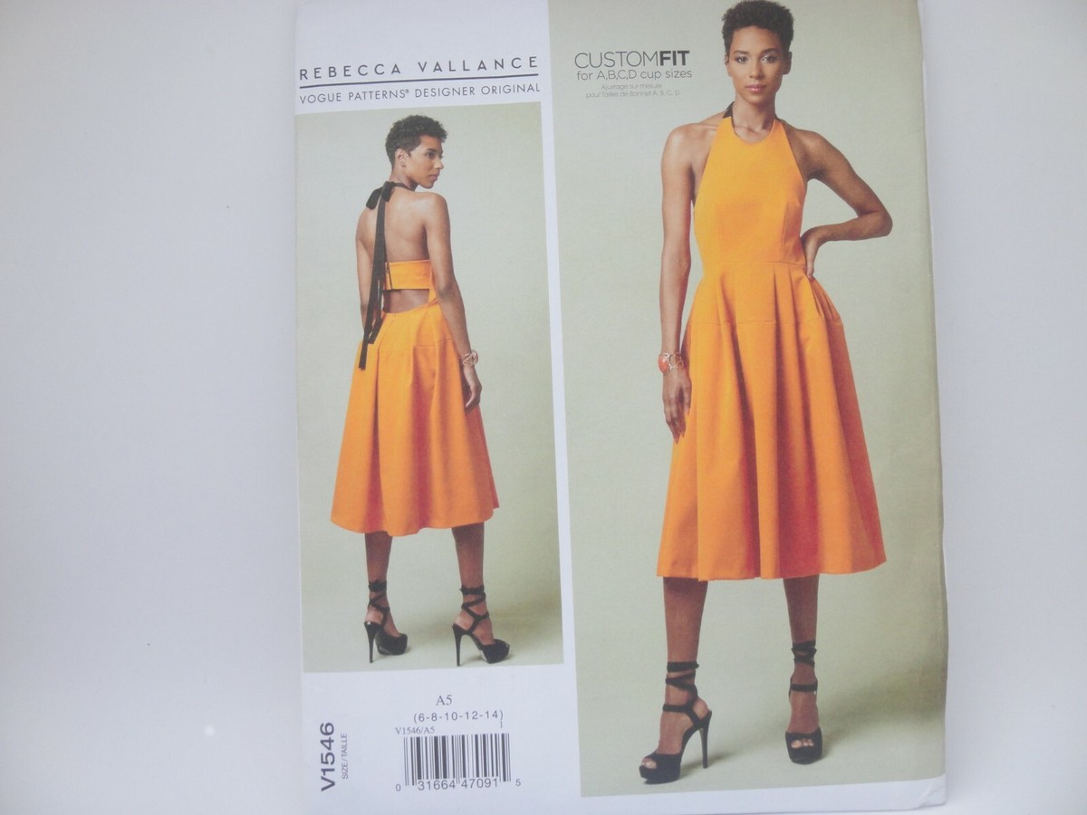 vogue halter dress pattern 1546 R. Vallance Custom Fit Full Skirt Misses' 6-14 FA26-D2