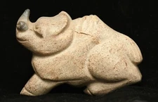 3.9" China Hongshan Culture Old Jade Carved Rhino Ox Cattle Beast Statue