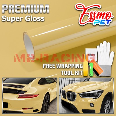 ESSMO PET Super Gloss Cloudy Yellow Vehicle Vinyl Wrap Decal Sheet Like Paint