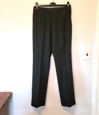 La Perla Black Straight Leg Slim Wool Gray Cigarette Pants 42/ US 6