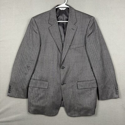 JOSEPH & FEISS Blazer Jacket Sport Suit 44R Gray Herringbone Tweed