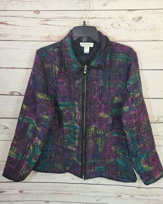 Christopher Banks BOHO Purple Black Zip Front Reversible Tapestry 