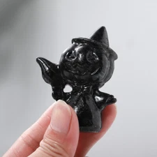 Natural Fireworks Quartz Crystal Carved Witch Halloween Decoration Healing