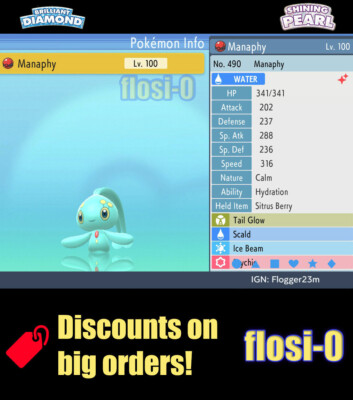6IV Shiny Manaphy Pokemon Brilliant Diamond and Shining Pearl