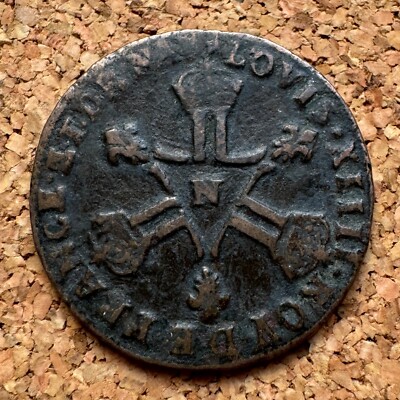 France, Louis XIV, 6 Deniers 1712 N, Montpellier, better than