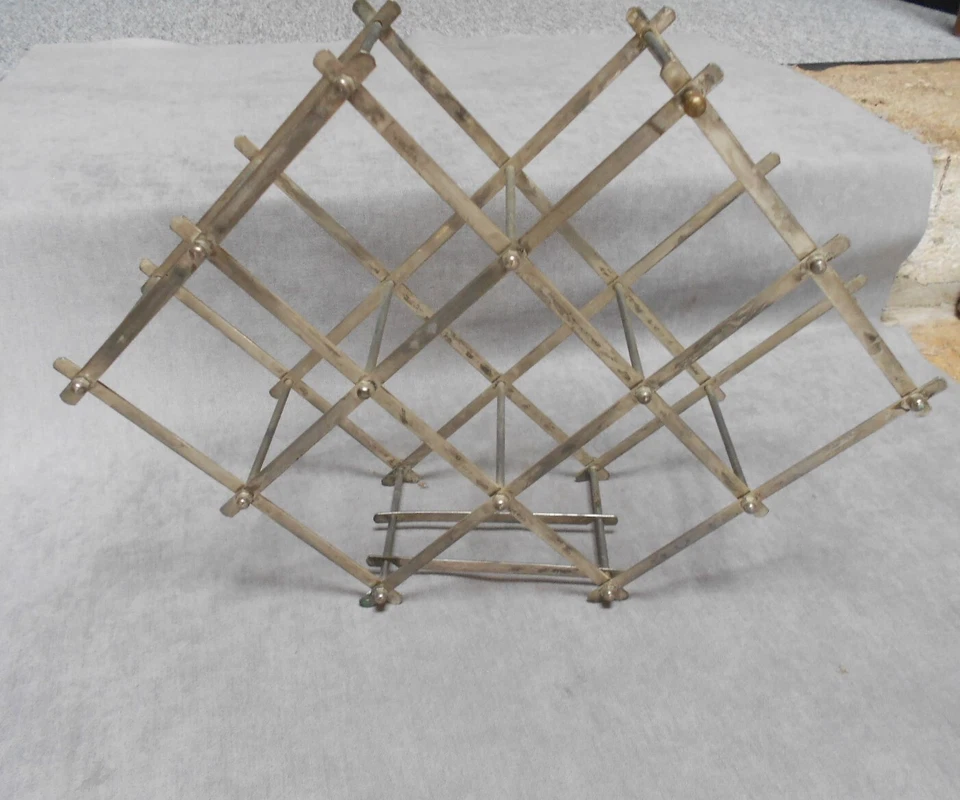 Ancien CASIER  Elegant PORTE  Bouteilles en métal chromé Pliable - Photo 3/4