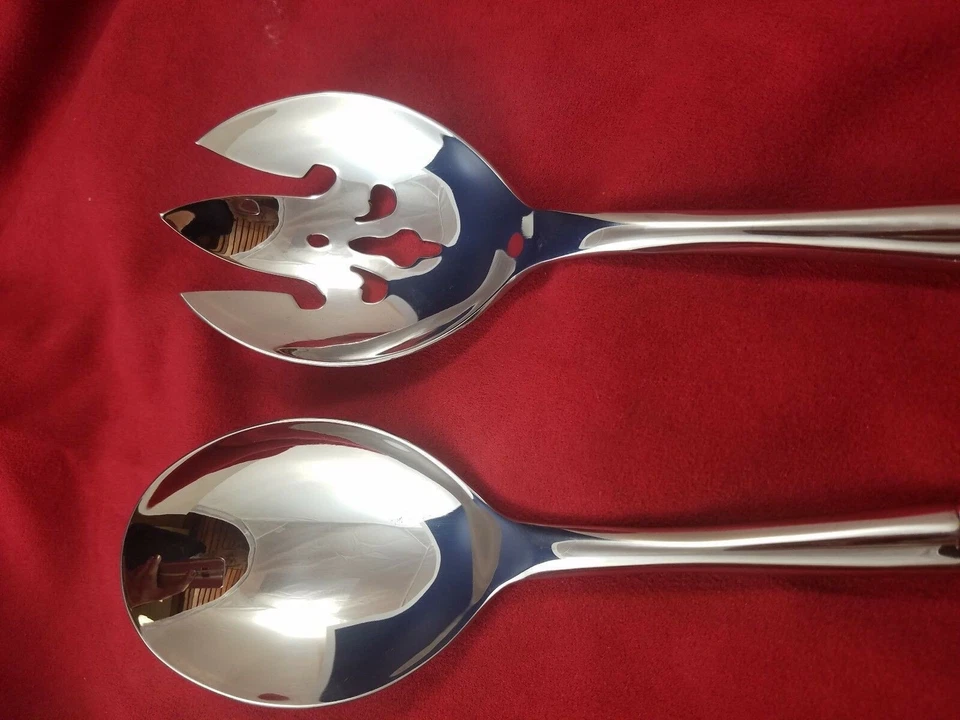Juego de servidores de ensaladas grandes barrocas de Wallace con mango de plata esterlina hechos a medida Foto 3 de 3