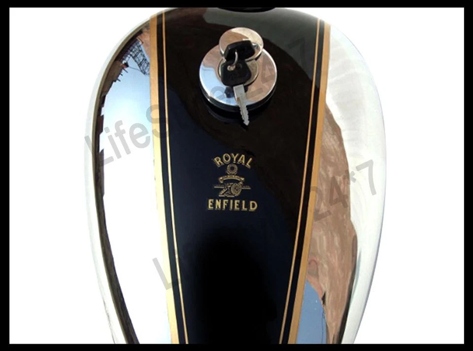 Royal Enfield Bullet Custom Deluxe Petrol Tank Chromed Black Foto 3 de 4