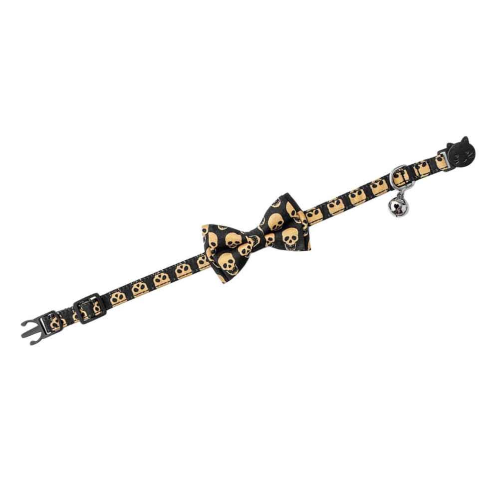2 Pc Pet Necklace Collars for Dogs Halloween Cat Kitten with Bow Skull