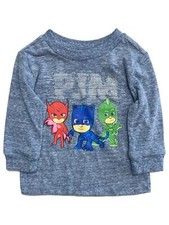 Camiseta PJ Masks Infantil Niños Manga Larga Azul Moteado Camiseta