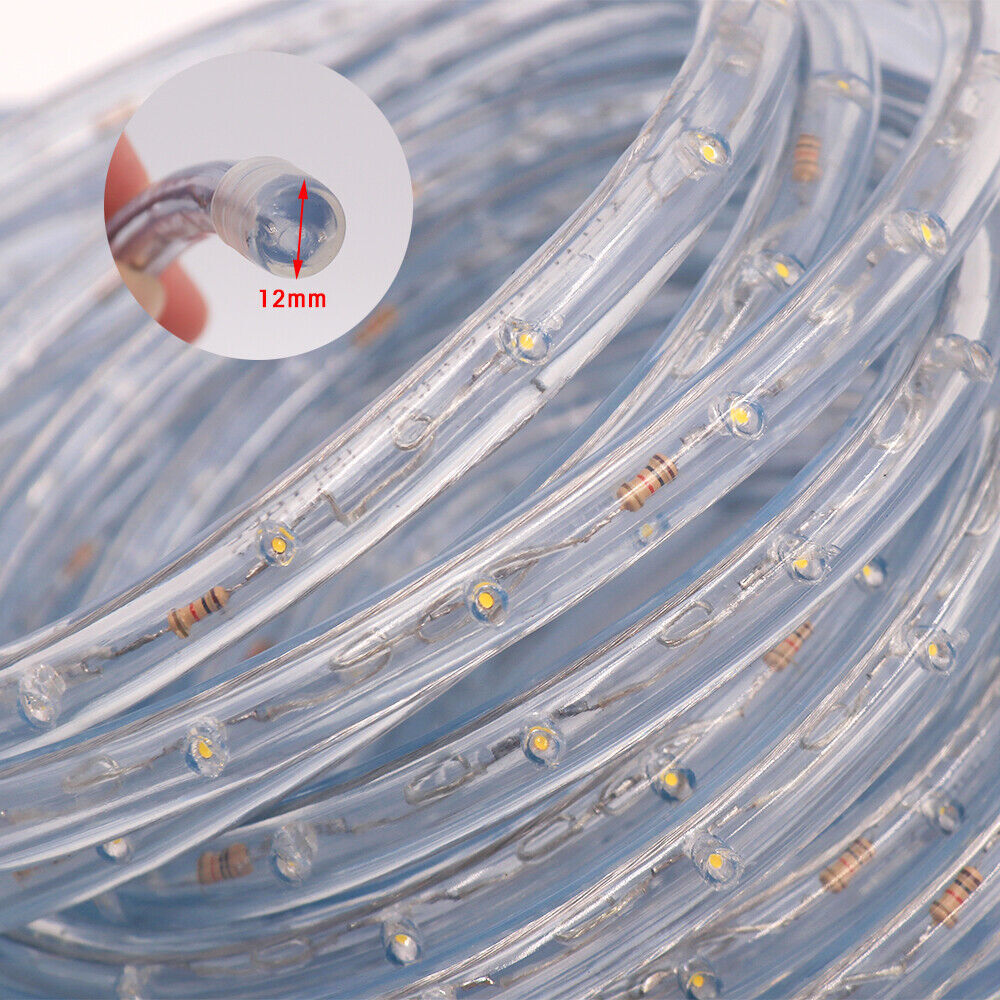 220V 240V LED Rope Tube String Fairy Lights Strip Waterproof Garden ...