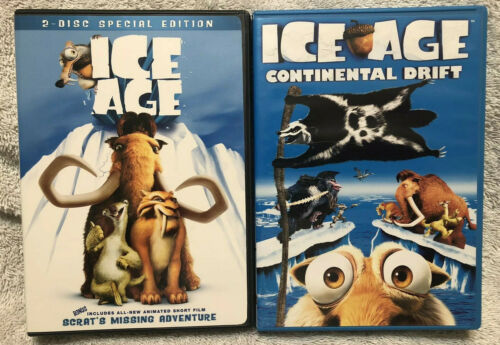 2 Ice Age DVD's- Ice Age & Ice Age Continental Drift Scrat, Manny, Sid, Diego - Afbeelding 1 van 5